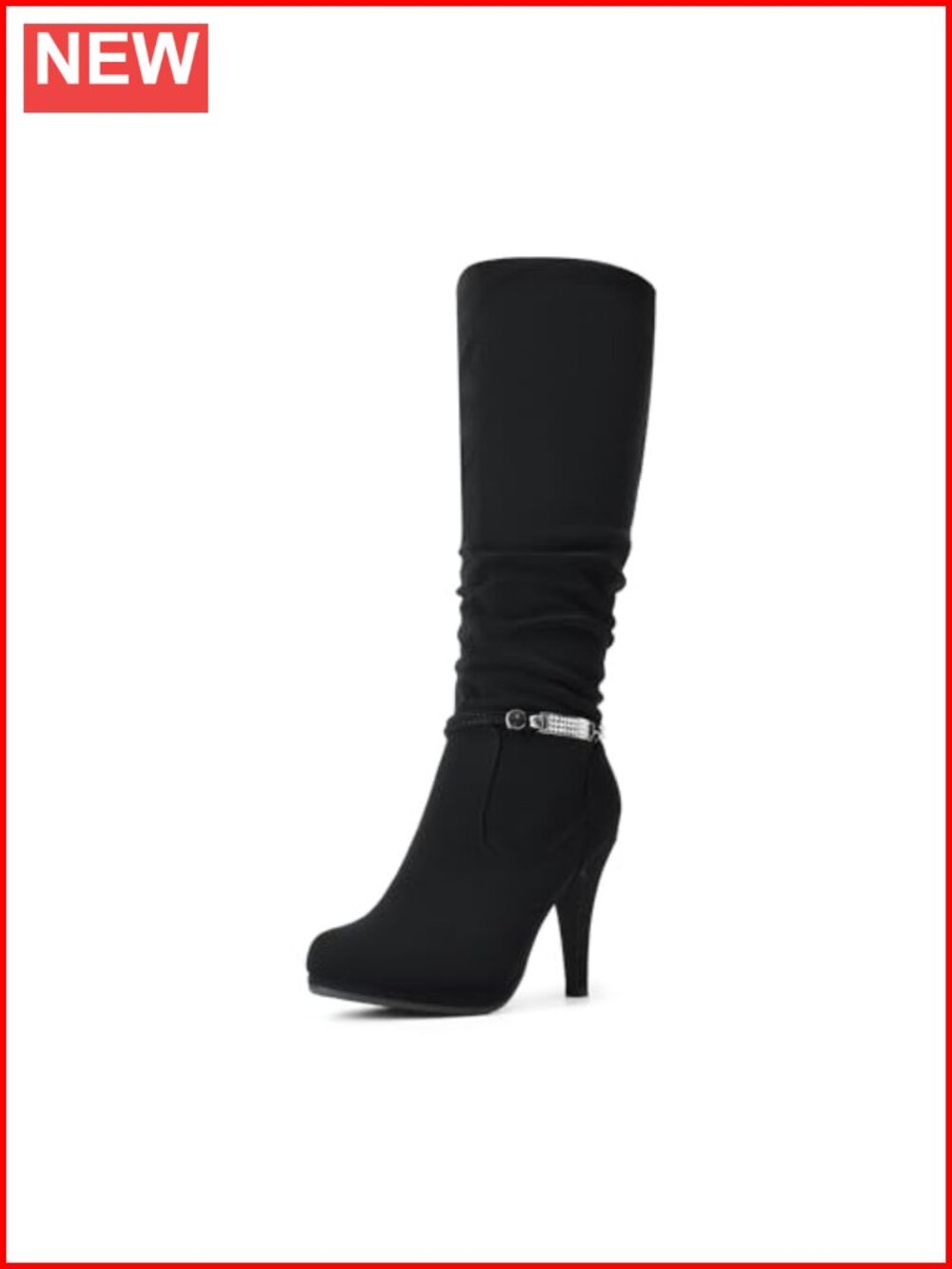 Women's Stiletto Platform Knee High Boots Faux Leather Faux Fur Lined